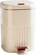 STARTIST Foot Pedal Garbage Bin Step on Trash Can Garbage Can Waterproof Bathroom Trash Can Garbage Container Bin for Entryway Bedroom, White Aureate 10L