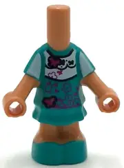 Lego New Nougat Micro Doll Body with Dark Turquoise Dress and Shoes Pattern