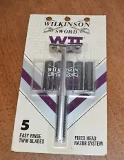 1988 VTG WILKINSON SWORD WII FIXED Head Razor System NOS 5 Blades