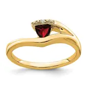 14K Yellow Gold Trillion Garnet and Real Diamond Ring