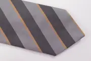 Luciano Barbera Neck Tie NWT Silver, Dark Grey and Gold Striped Silk Blend