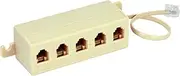 6P4C RJ11 Telephone Phone Line Modular Jack Splitter Male Female Coupler Adapter (bei'ge)