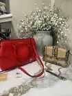 MICHAEL KORS RED CROSSBAG AND ZIP SATCHEL SHOULDER CROSSBODY BAG SNAKE PRINT