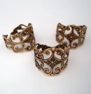 Ring Base Adjustable Filigree Setting Antique Brass -2pcs.