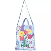 NEFF Tote Reusable Floral Graphic Cotton Shoulder Bag Tie Dye Blue Grocery NIP