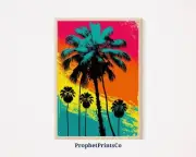 Palm Tree Pop Art Poster Print Cool Tropical Wall Art Colorful Gift Beach House