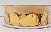 SIMPLICITY Gold Satin Ribbon w/ Dangling Sequins, 1 Roll Gift-wrap Trim 1"x 1 yd