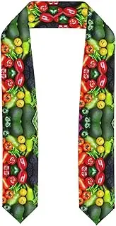 [SKKNT] Fresh Vegetables Fruits Print Graduation Shawl Stole For Academic Commencements Honor Sash Congratulations Gift