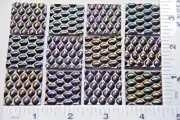 12 RADIUM RIPPLE TEXTURED 1" x 1" BLACK UROBOROS GLASS SQUARES 90 COE