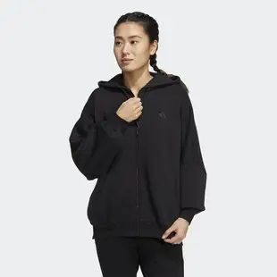 Adidas 女 連帽外套 休閒 刷毛 兩側口袋 寬鬆 粉紫 HM2811 / 黑 HM2814 / 灰 HM2813