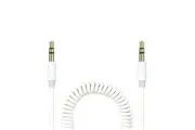 Crest 1.5m Coiled 3.5mm to 3.5mm AUX Male Audio Cable for Speakers Car White