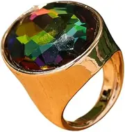 [Dtja] Vintage Luxury CZ Ring for Women Girls Gold Plated Rhinestone Crystal Antique Charms Expandable Adjustable Open Wrap Engagement Comfort Fit Wedding Cocktail Party Rings Size 9, Non-Precious