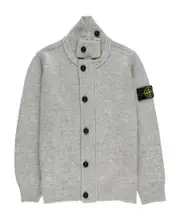 Compass-motif button-up cardigan 8Y Dust and gray mixed color