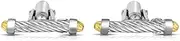 [JewelryWeb] 925 Sterling Silver 18k Gold and Sparkle Cut/Textured Italian Cable Cuff Bracelet Link-Cuff-Link for Men