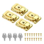 Suitcase Lock Hasp 1.6"x1.10",4Pcs Iron Toggle Catch Latch with Key/Screw,Gold