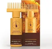 Bringha Ayurvedic Hair Oil 100 ml|| Hair Fall Control and Hair Growth with Bringharaj & Coconut Oil - Comb Applicator Bottle for Men & Women
