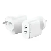 Alogic WCG2X40-ANZ 2X40 Rapid Power 2 Port 40W GaN USB-C Charger USB-C (20W) +