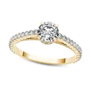 0.75 CT. T.W. Natural Diamond Etched Engagement Ring in Solid 14K Gold