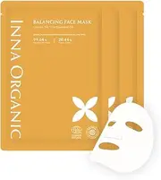 INNA ORGANIC LEMON-TEA TREE SKIN SHEET MASK, Oil-control, Mattifying, Smoothing, Luxury Clean Beauty, Home SPA, Maskne Care, Certified Natural, 0.8 fl.oz, Pack of 3
