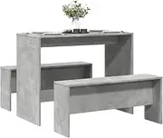 VRAXO 3 Piece Dining Table and Bench Set Concrete Grey Engineered Wood -28.3KG,855533