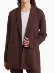 Eileen Fisher Long Jacket Size Small Coffee Shawl Collar Open Front NWT $298