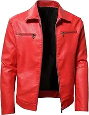 [Zylphorix] Classic Black Leather Biker Jacket for Men - Stylish Stand Collar, Durable Material, All-Season Comfort Fit
