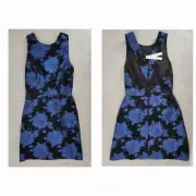 Alice + Olivia Womens Dress Size 0 Blue/Black Sleeveless Back Zip Lined $330 NWT