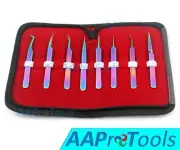 8 PCS Eyelashes Extension Tweezers Set Multicolor Rainbow New Beauty Tools Kit