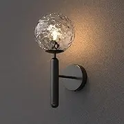 Modern Wall Sconce Wall Light, Indoor Globe Glass Wall Lighting Wall Decor Wall Sconce Lamp Fixture for Bedside Bedroom Bathroom Living Room (Black)