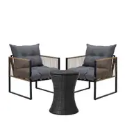 Livsip Outdoor Patio Set Ice Bucket Black Table Rattan Bistro Setting 3pcs