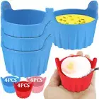 4Pcs Air Fryer Egg Poacher Food Grade Silicone Egg Poaching Cups Easy·~