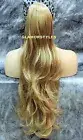 Golden Blonde Long Layered Wavy Ponytail Hair Piece Extension Drawstring #22 NWT