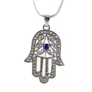 White Spiritual Hamsa Necklace Hand of God Evil Eye Charm Pendant Fatima Judaica