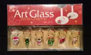 Christmas Art Glass Wine Charms Set of 6 (Six) New in Original Box-LS Arts, Inc