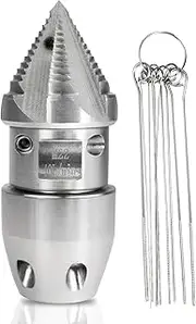 M22 Sewer Jetter Rotating Nozzle - Stainless Steel, Drain Pipe Cleaning Nozzle for 40 L/min Pressure Washer Cleaning Nozzle (Silver Head)
