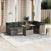 Garden Sofa Set Grey 9 Piece Outdoor Furniture Cushions Modular Comfortable
