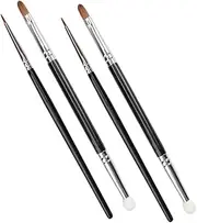Happyyami 4Pcs Double Ended Concealer Eyeshadow Brush Professional Makeup Tools for Face Small Conceal Brushes with Soft Sponge Tips for Application for Home Travel