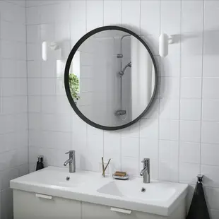 絕版品/北歐風格IKEA宜家LANGESUND鏡子圓鏡掛鏡化妝鏡浴室鏡玄關鏡/灰色/直徑80/二手八成新/特$1200