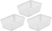 YBM Home 3-Pack Small Plastic Storage Baskets for Junk Drawers and White