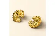 Ridged Crescent Gold layered Stud Earrings