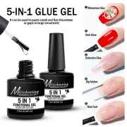 For Nail Extension 5 in 1 Nail Glue Gel for Acrylic Nail Polish UV Gel Nail Glue