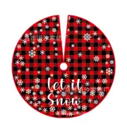 90/122CM Plaid Red-Black Christmas Tree Skirt with White Snowflake