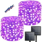 Purple Halloween Solar String Lights Outdoor, 2-Pack 80FT 200LED Solar Twinkl...
