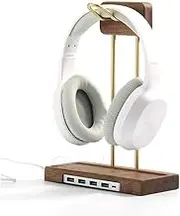 Headset Stand Headset Holder Wooden Headphone Stand Brass Creative Black Walnut Headphone Shelf Bracket Headset Headphone Holder Earphone Rack Desktop Headset Holder (Color : B- with USB)