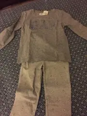NWT GAP Kids Girls Sparkle Penguin Print GRAY Leggings Stretch Cotton And Top