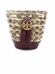 AUTH Tory Burch Fleming Soft Tweed Mini Bucket Bag