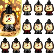 ROCEEI 12 Pcs Christmas Mini Lantern Snowman Lanterns Decorative with Bow