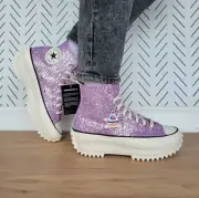 ⭐Converse Run Star Hike Hi Women Shoes Sz 10 Purple Glitter Platform A10096C New