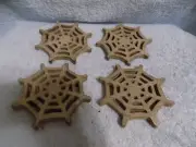 Halloween Spider Web Wood Coasters Set Of 4 New With Tag