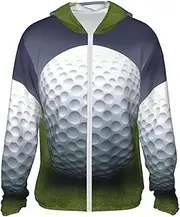 [FHEDVBN] Men's UPF 50+ Golf Ball Sun Protection Hoodie Long Sleeve Rash Guard Hiking Running Workout Shirt